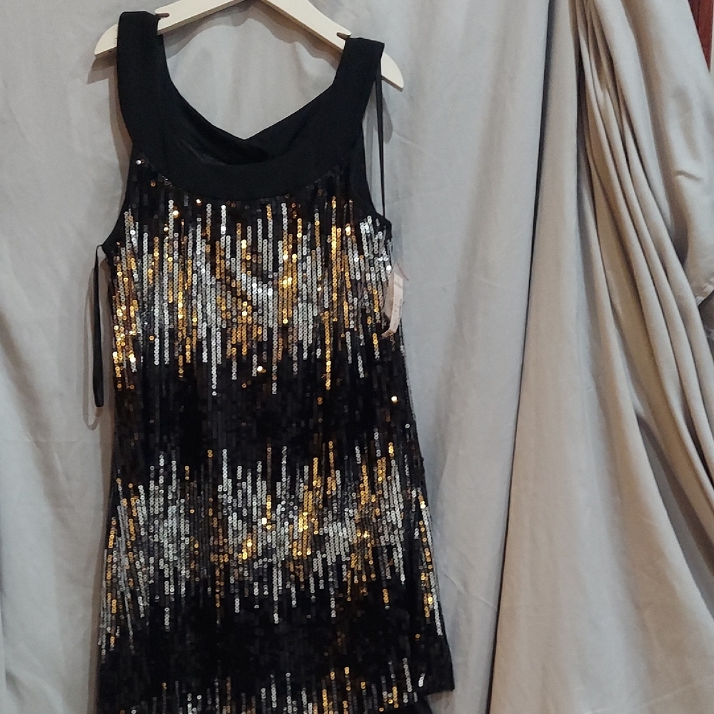Black and Gold Sequin Dress